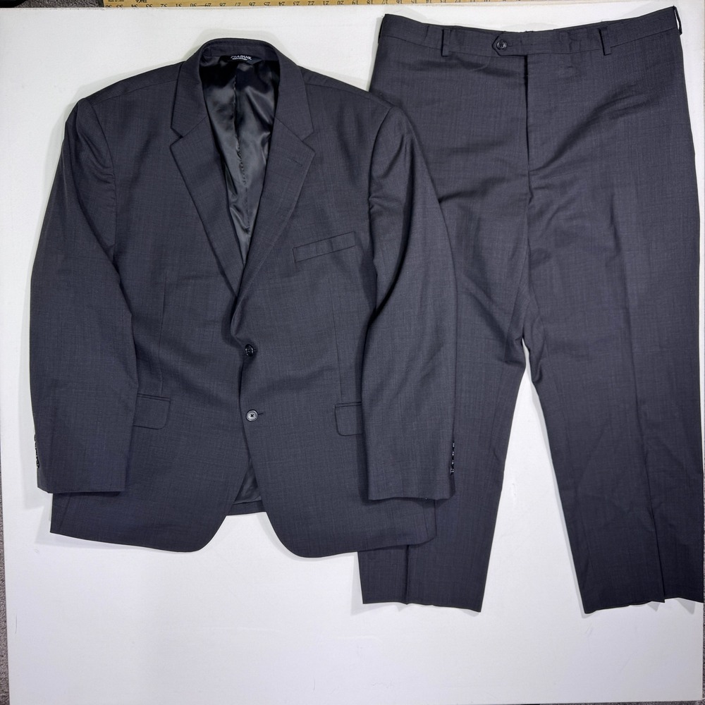 Jos A Bank Executive Suit Mens 48R 39x27 Gray 100% Wool Traditional Fit 2 Button